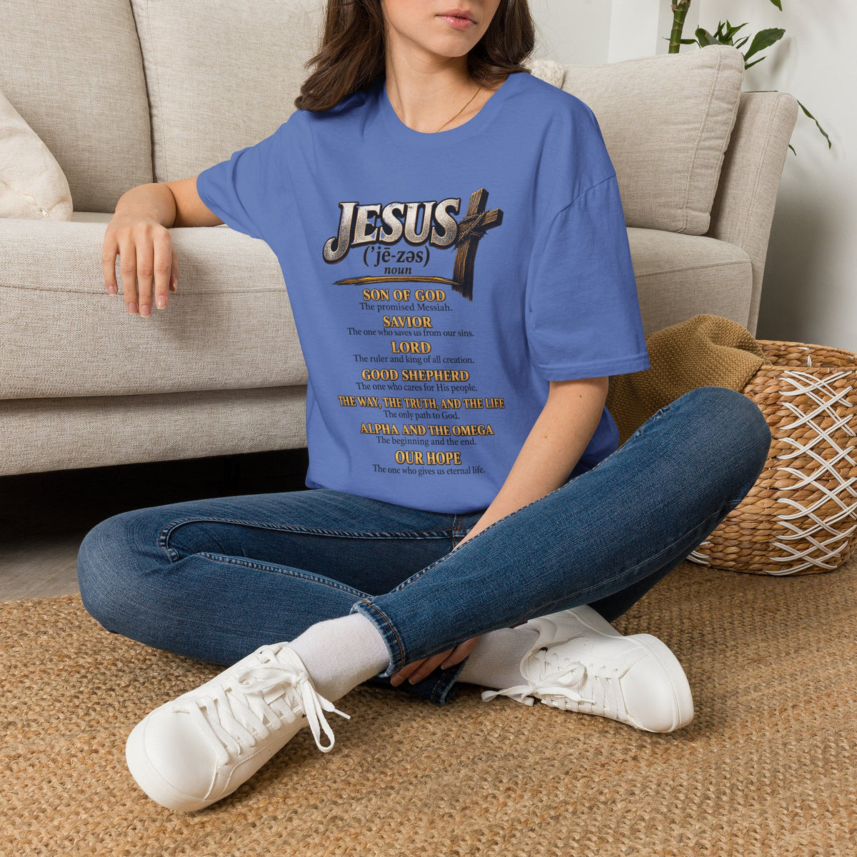 Jesus Definition T‑Shirt — Faithful Christian Scripture Tee with Cross