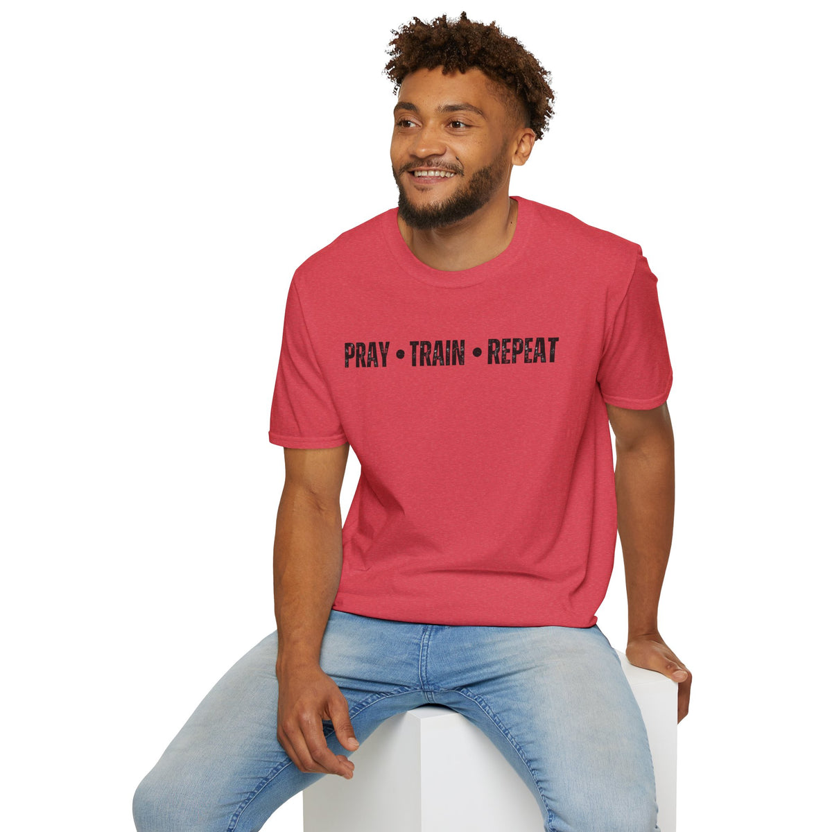 Pray • Train • Repeat T-Shirt — Faith & Fitness Motivational Tee
