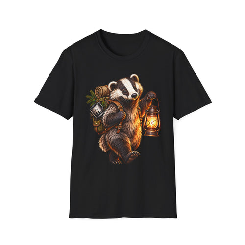 Badger Lantern T-Shirt — Cute Hiking Animal Tee for Nature Lovers