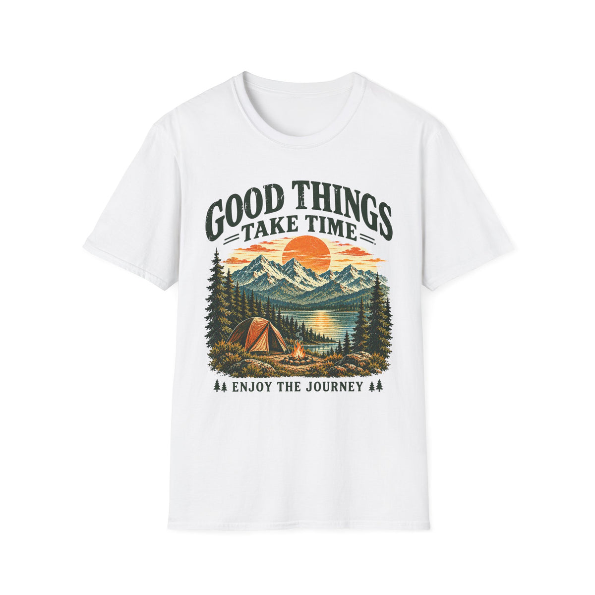 Camping Outdoor Adventure T-Shirt — "Good Things Take Time"