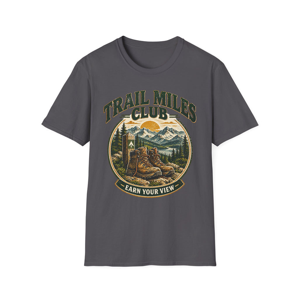 Outdoor Adventure Hiking T-Shirt — "Trail Miles Club"