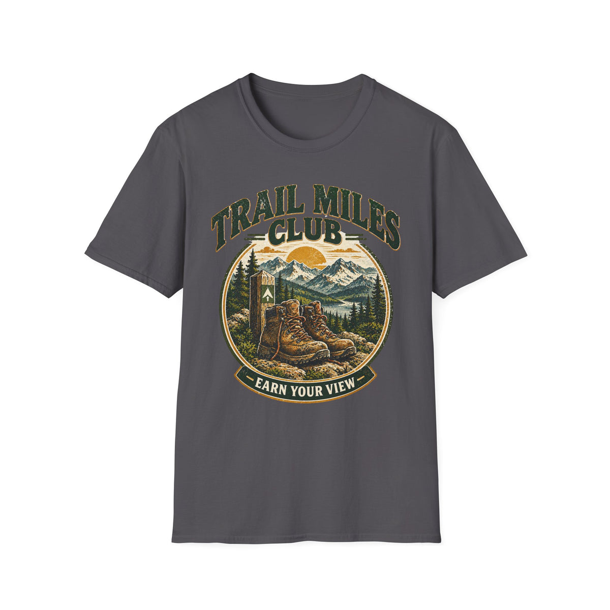 Outdoor Adventure Hiking T-Shirt — "Trail Miles Club"