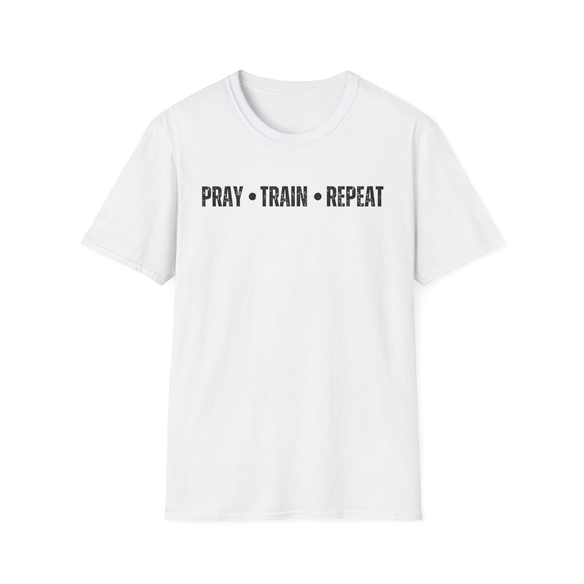 Pray • Train • Repeat T-Shirt — Faith & Fitness Motivational Tee