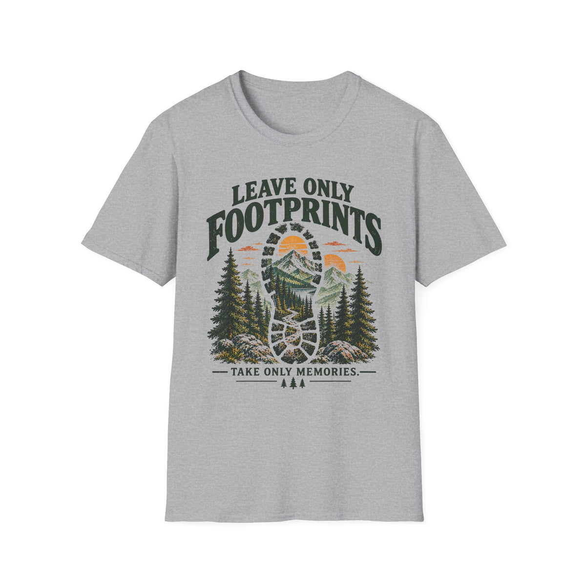 Camping Outdoor Adventure T-Shirt — "Leave Only Footprints"