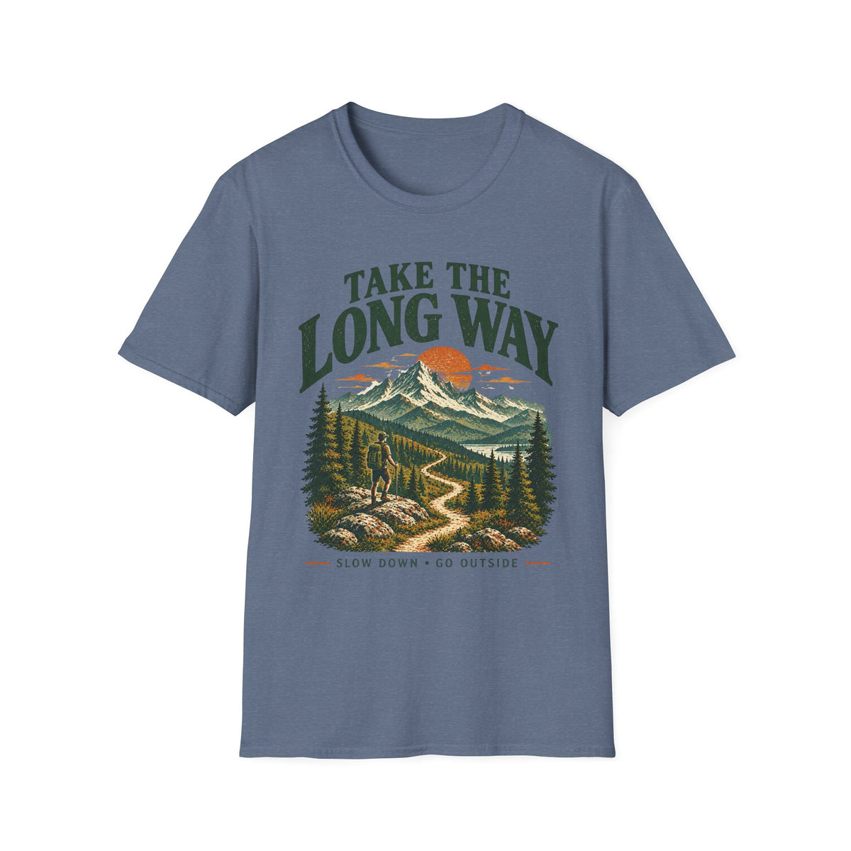 Camping Outdoor Adventure T-Shirt — "Take The Long Way" Hiking Tee