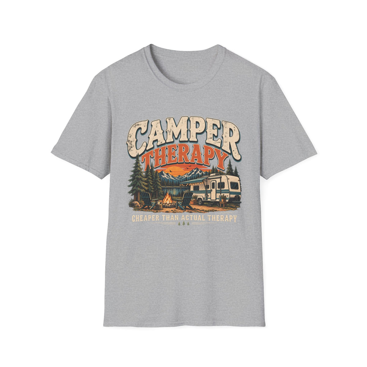 Camper Therapy T-Shirt — "Cheaper Than Actual Therapy" RV Camping Tee