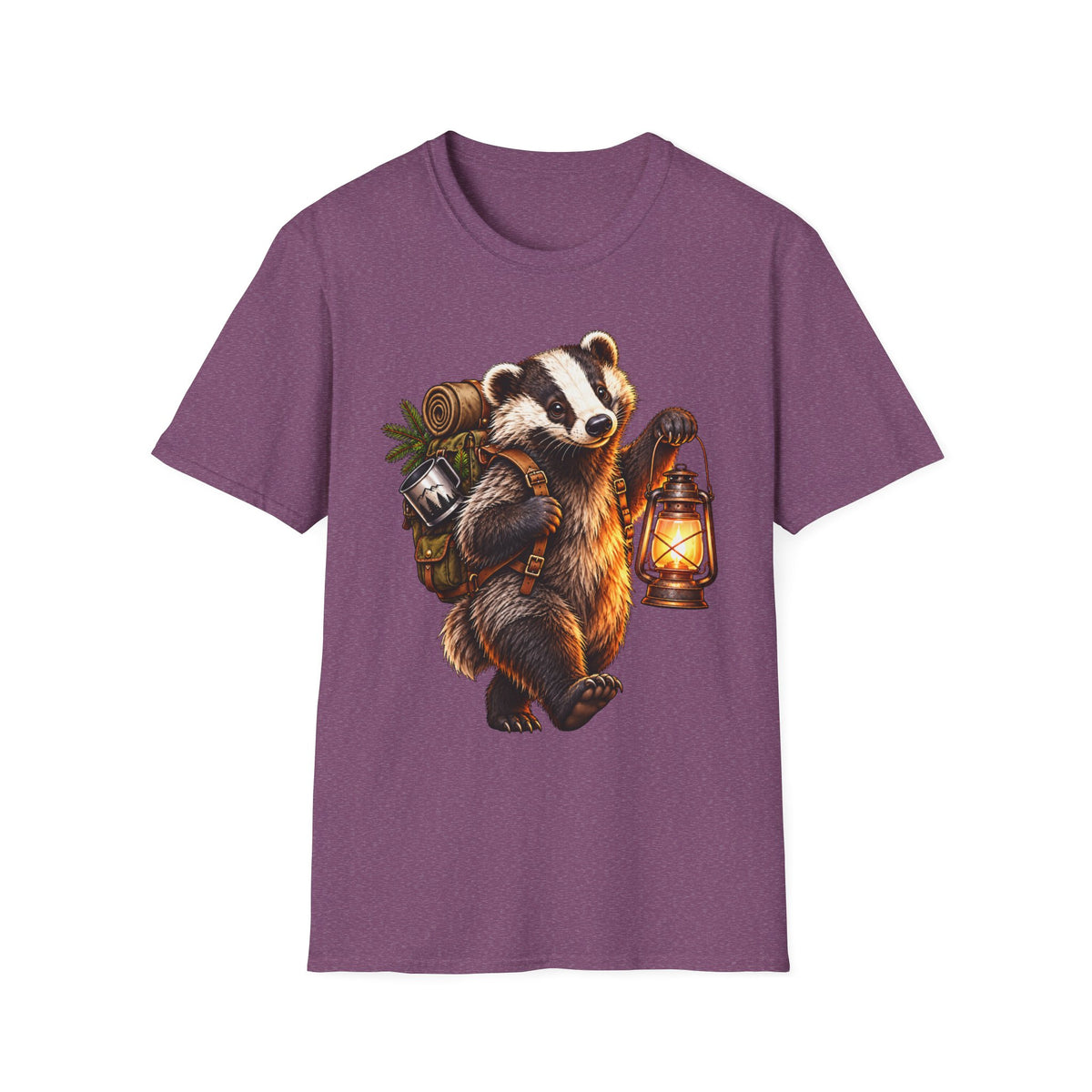 Badger Lantern T-Shirt — Cute Hiking Animal Tee for Nature Lovers