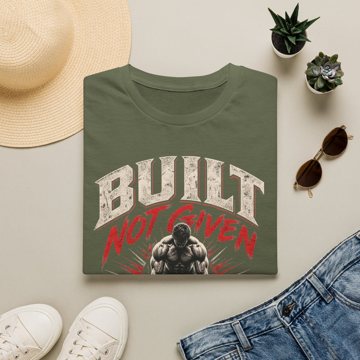 Built Not Given Weightlifting T-Shirt — "Earn Every Rep" Gym Motivational Tee