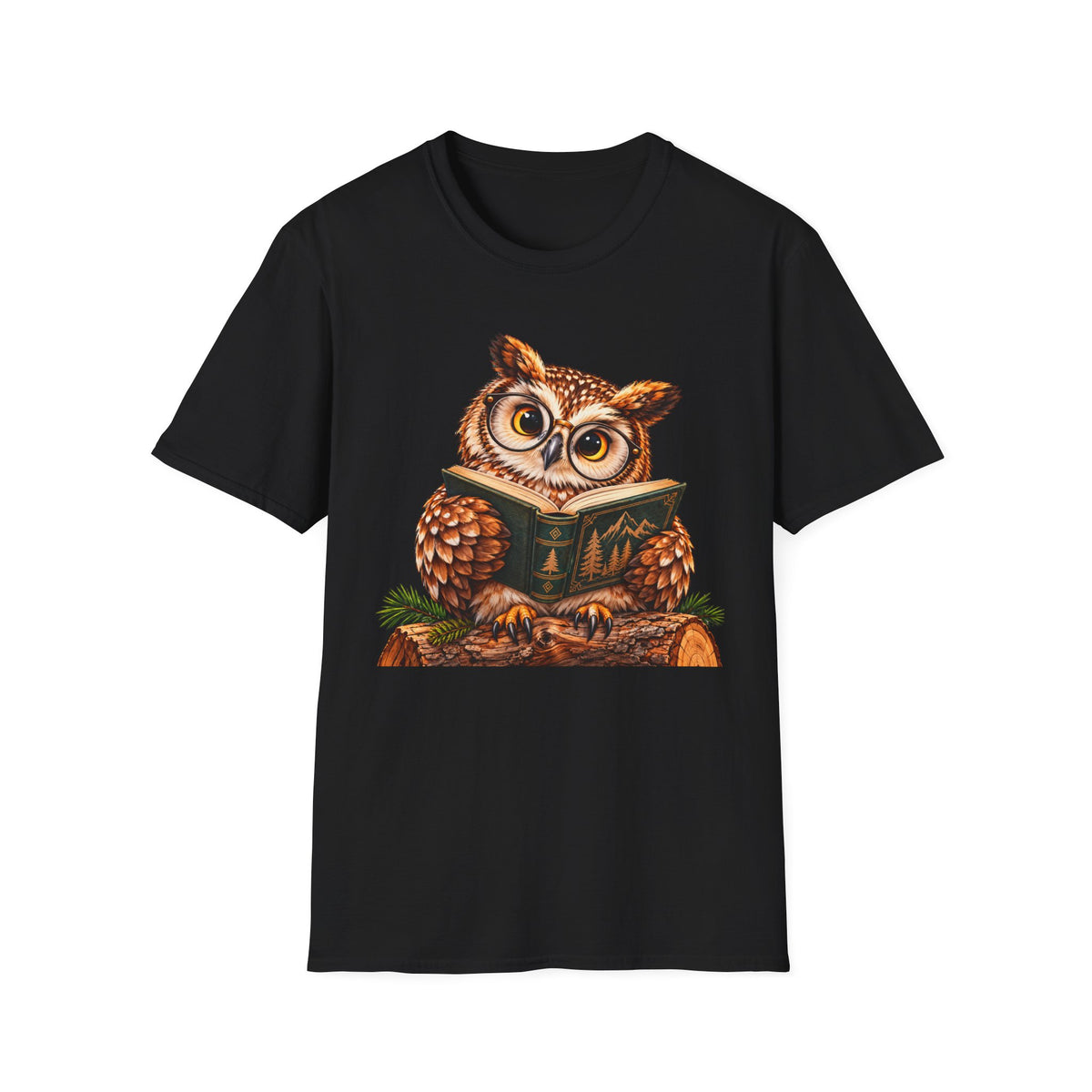 Owl Reading T-Shirt — Cute Book Lover Graphic Tee