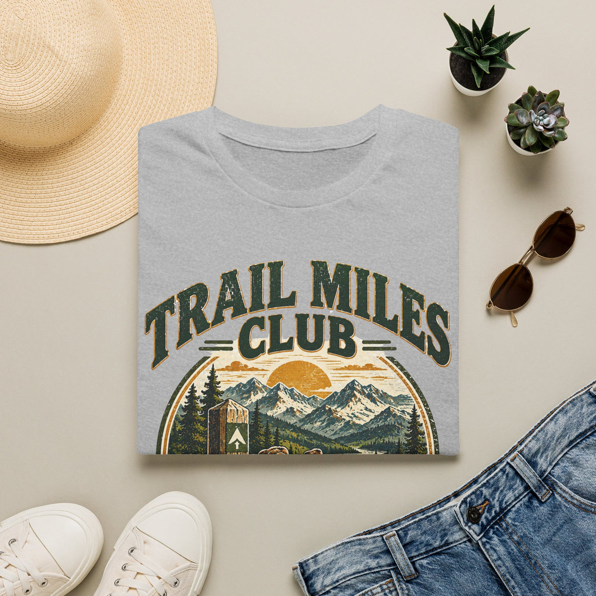 Outdoor Adventure Hiking T-Shirt — "Trail Miles Club"