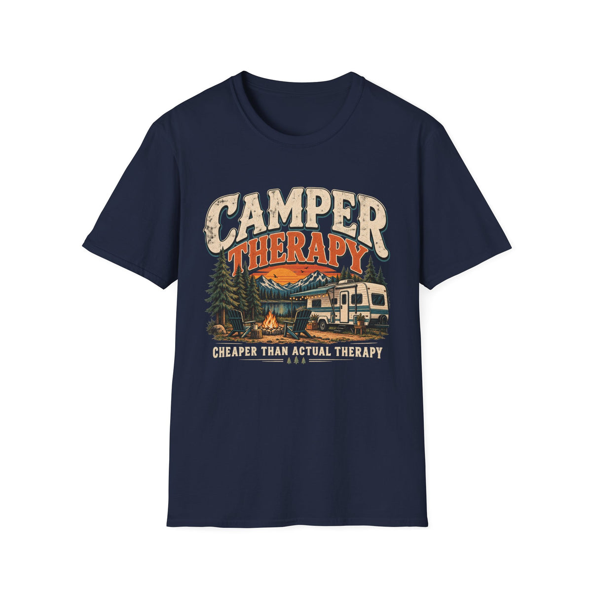Camper Therapy T-Shirt — "Cheaper Than Actual Therapy" RV Camping Tee