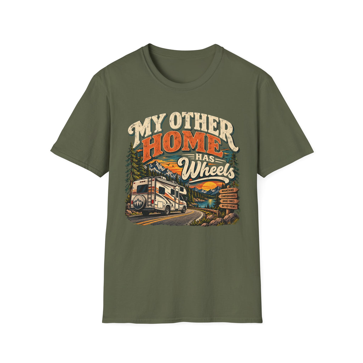 RV T-Shirt — “My Other Home Has Wheels” Vintage Camper Tee