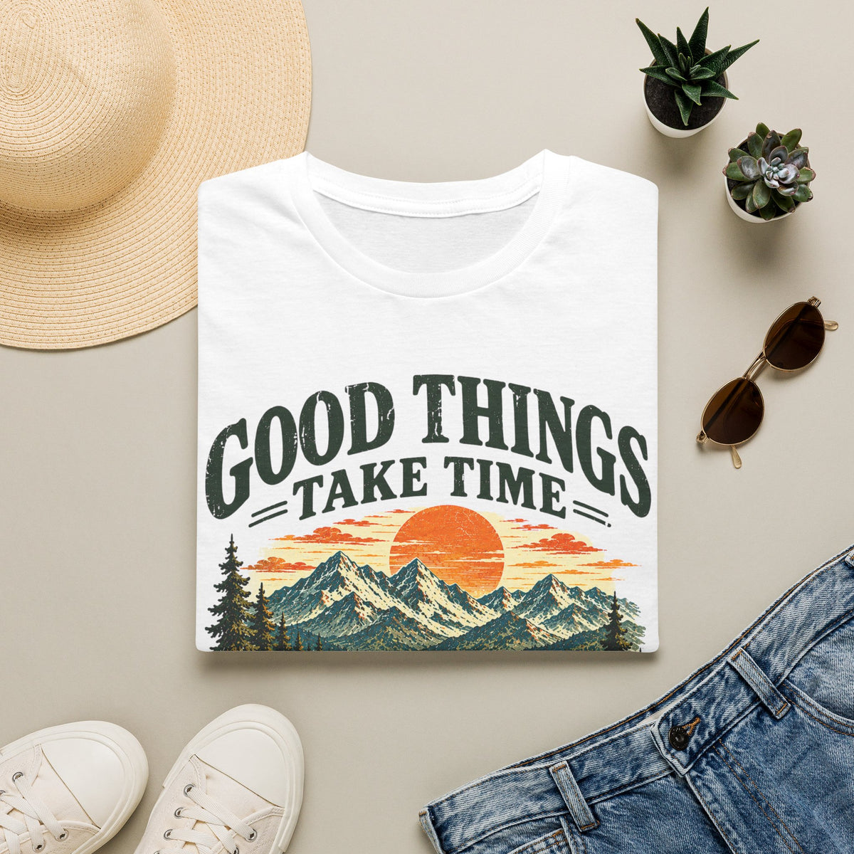 Camping Outdoor Adventure T-Shirt — "Good Things Take Time"
