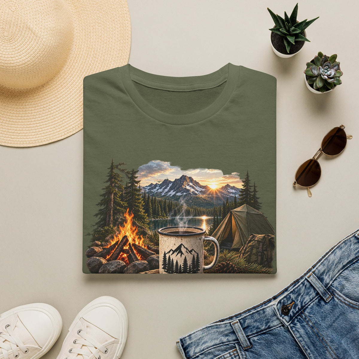 Coffee Club Camping T-Shirt — Vintage Outdoor Coffee & Campfire Tee