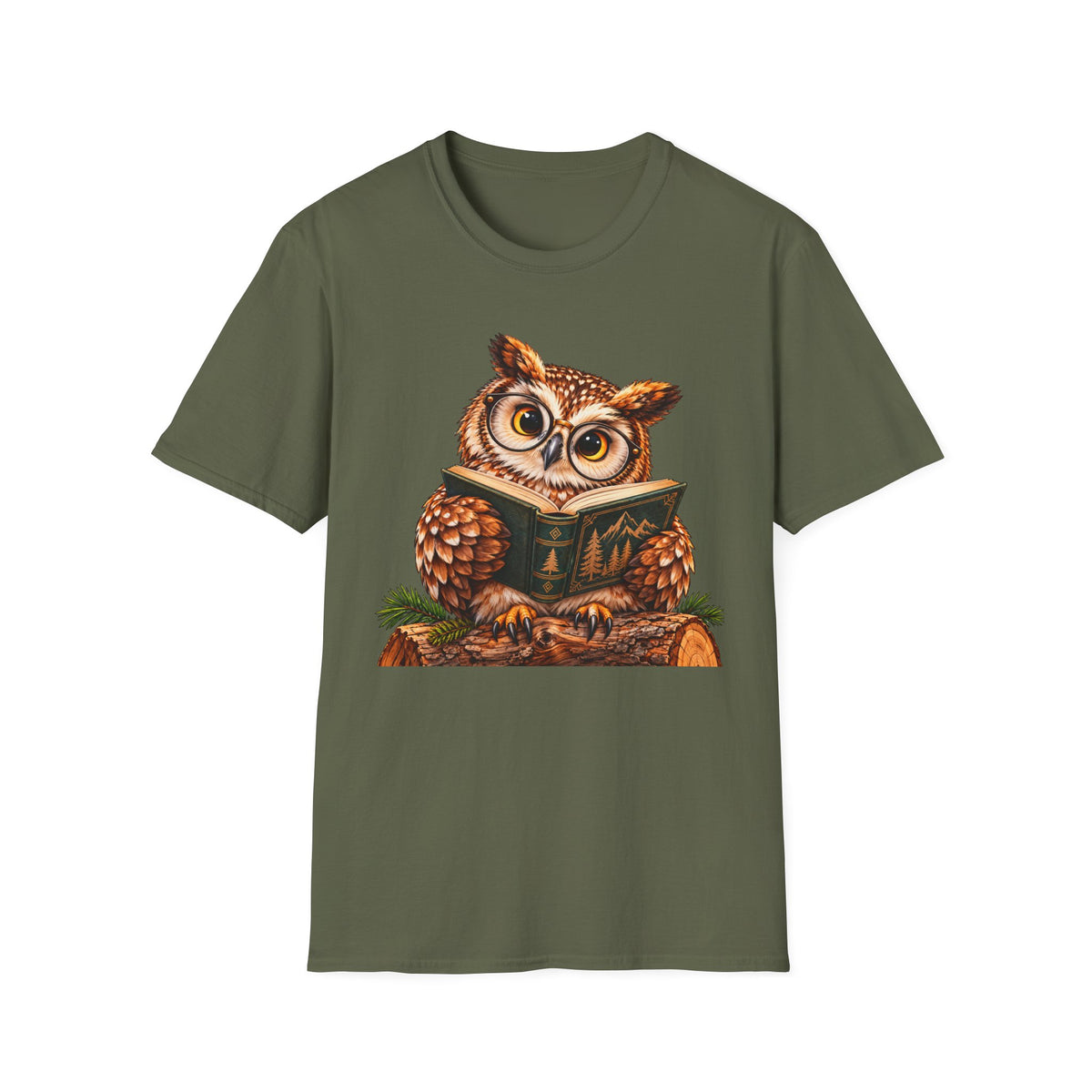 Owl Reading T-Shirt — Cute Book Lover Graphic Tee