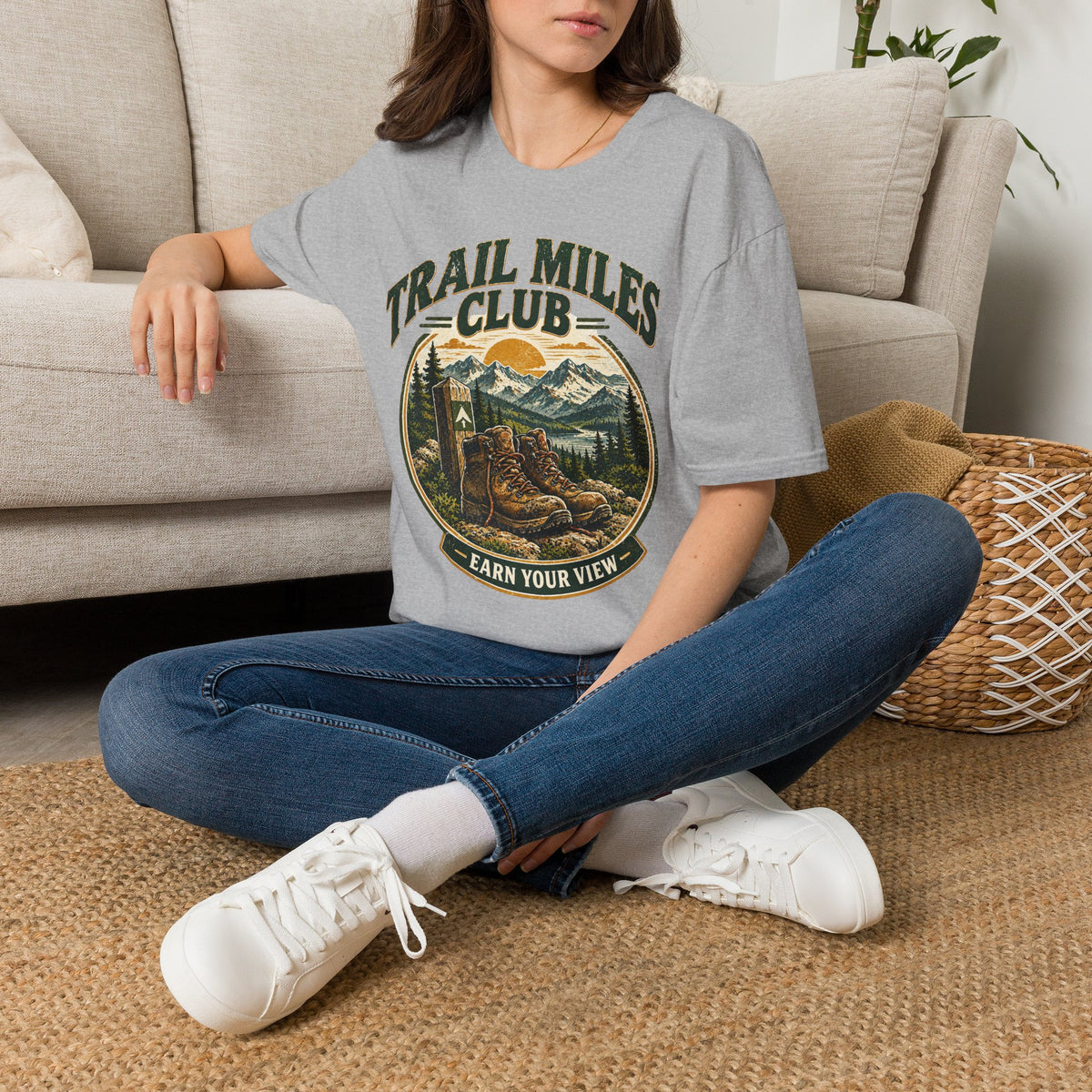 Outdoor Adventure Hiking T-Shirt — "Trail Miles Club"