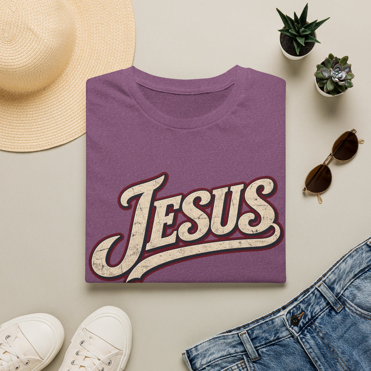 Jesus Script T‑Shirt — Vintage Retro Faith Tee