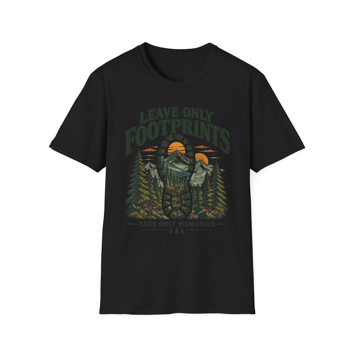 Camping Outdoor Adventure T-Shirt — "Leave Only Footprints"