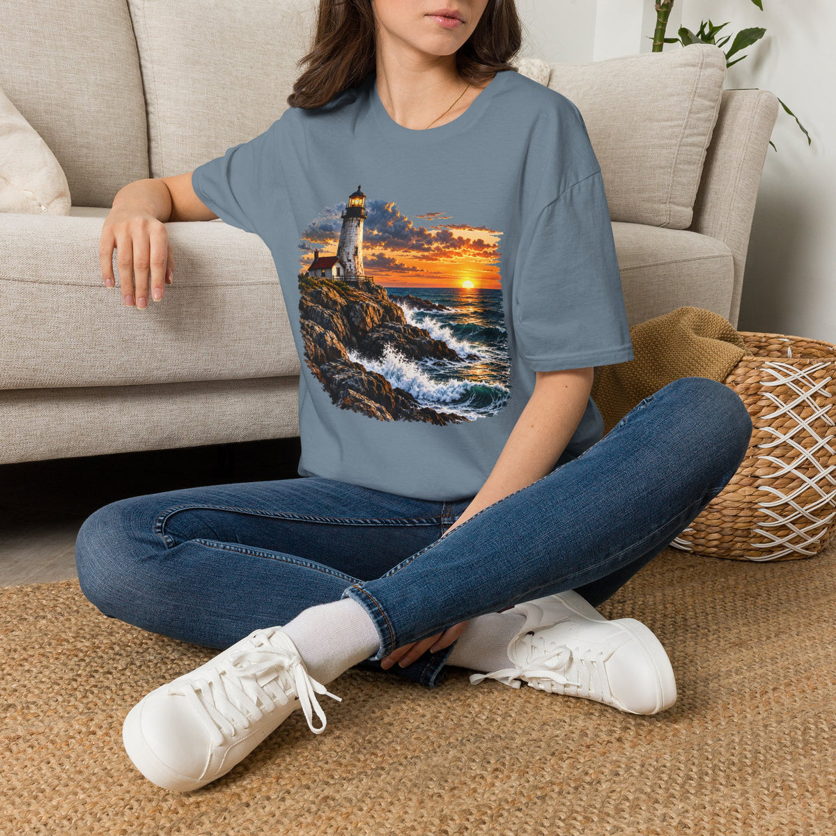 Lighthouse Sunset Coastal T-Shirt