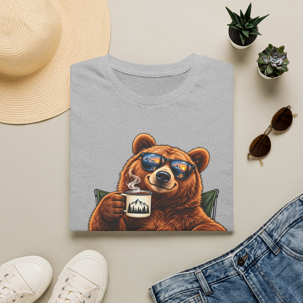 Camping Bear T-Shirt — Relaxing Bear with Mug Graphic
