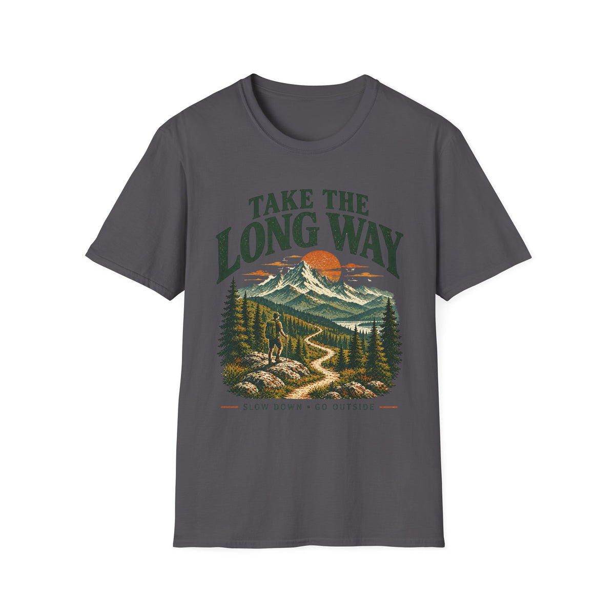 Camping Outdoor Adventure T-Shirt — "Take The Long Way" Hiking Tee