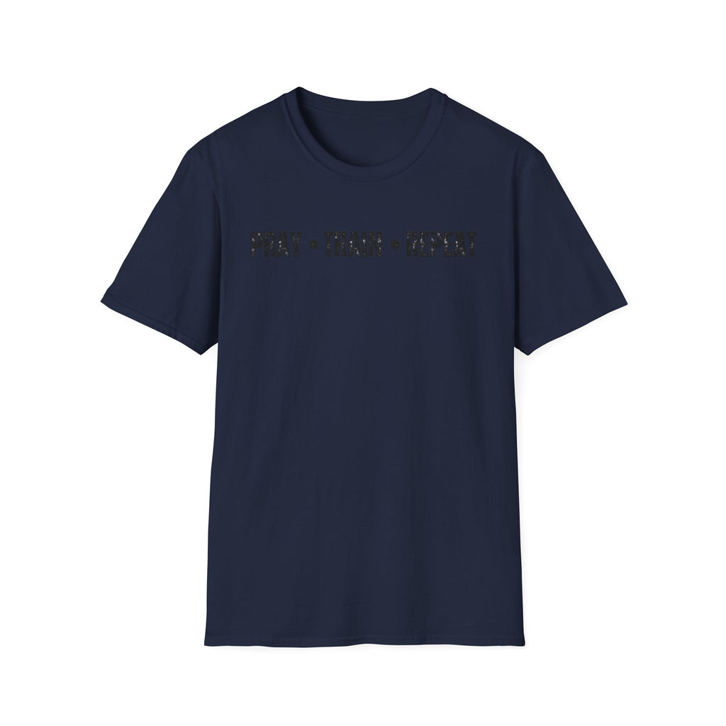 Pray • Train • Repeat T-Shirt — Faith & Fitness Motivational Tee
