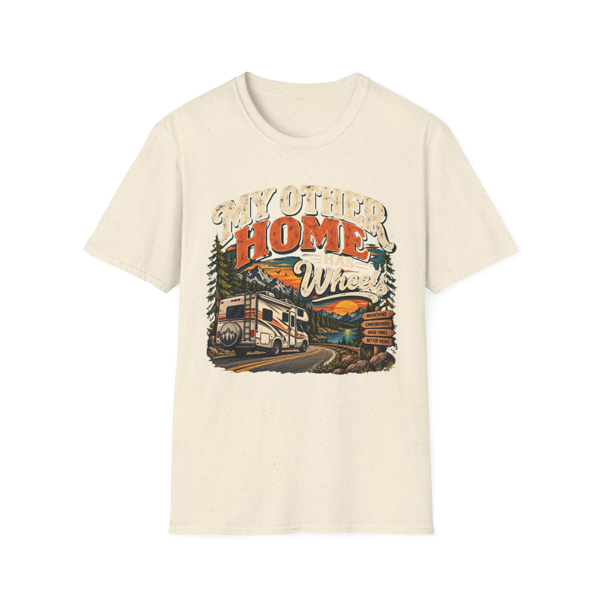 RV T-Shirt — “My Other Home Has Wheels” Vintage Camper Tee