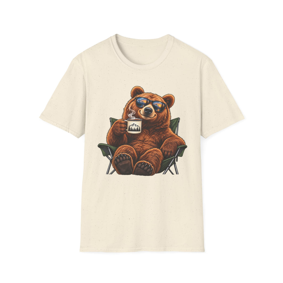 Camping Bear T-Shirt — Relaxing Bear with Mug Graphic