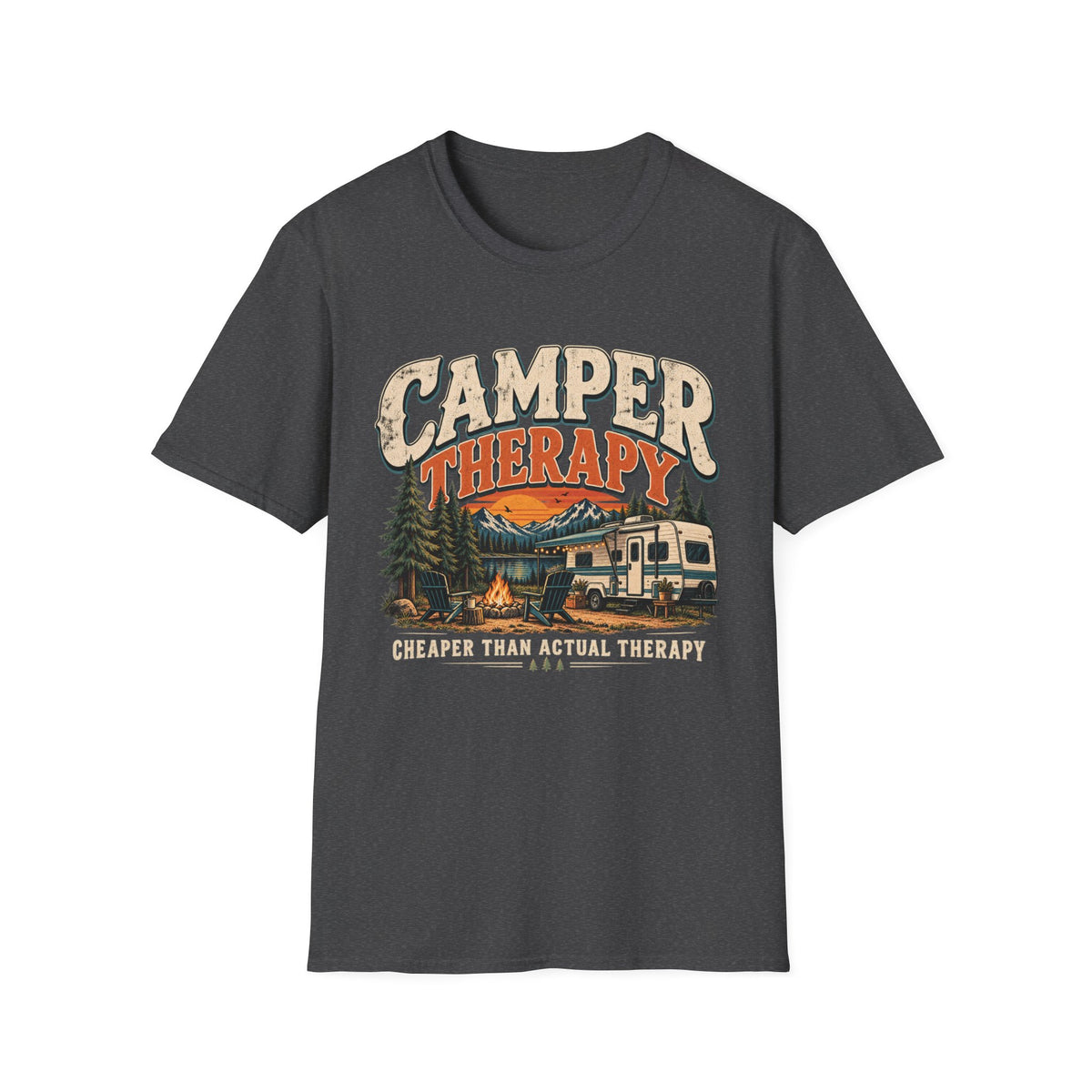 Camper Therapy T-Shirt — "Cheaper Than Actual Therapy" RV Camping Tee