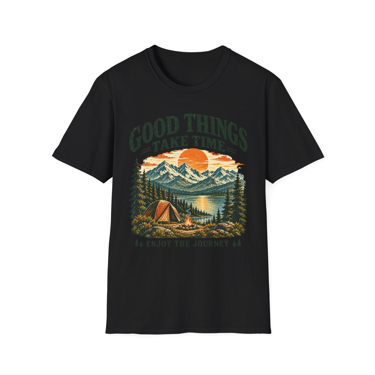 Camping Outdoor Adventure T-Shirt — "Good Things Take Time"