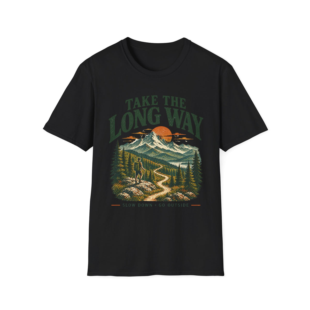 Camping Outdoor Adventure T-Shirt — "Take The Long Way" Hiking Tee