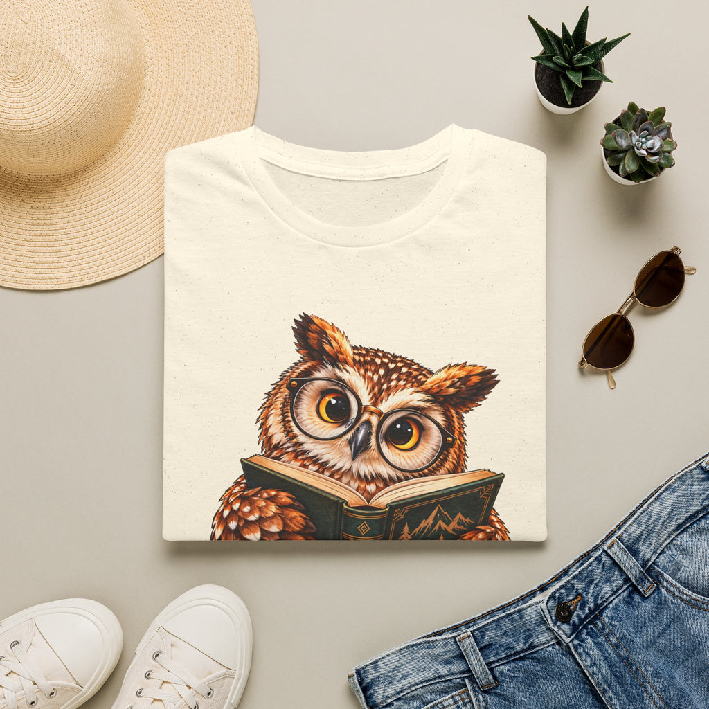 Owl Reading T-Shirt — Cute Book Lover Graphic Tee