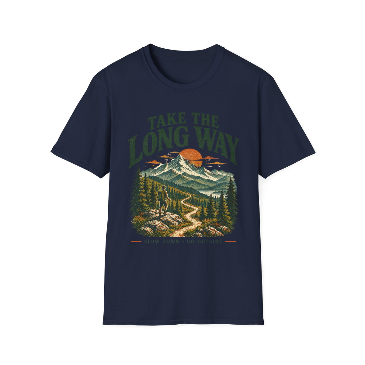 Camping Outdoor Adventure T-Shirt — "Take The Long Way" Hiking Tee