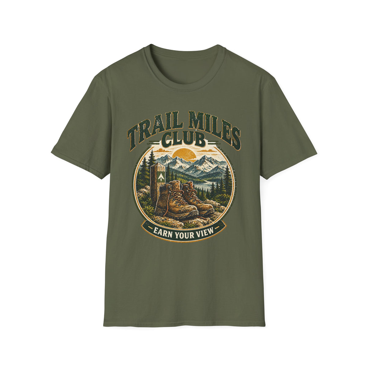 Outdoor Adventure Hiking T-Shirt — "Trail Miles Club"