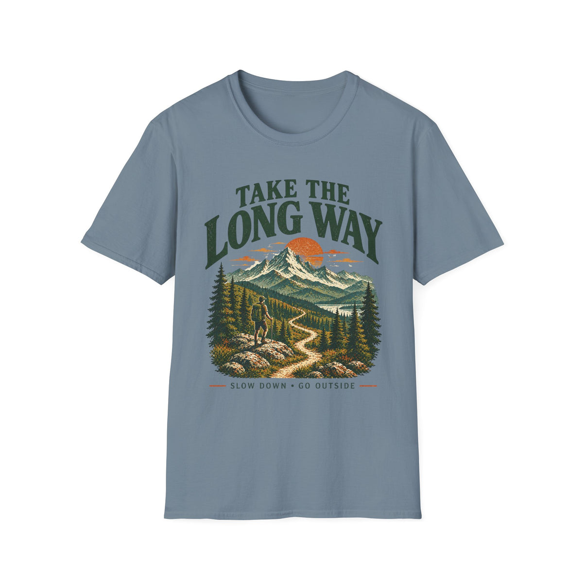 Camping Outdoor Adventure T-Shirt — "Take The Long Way" Hiking Tee