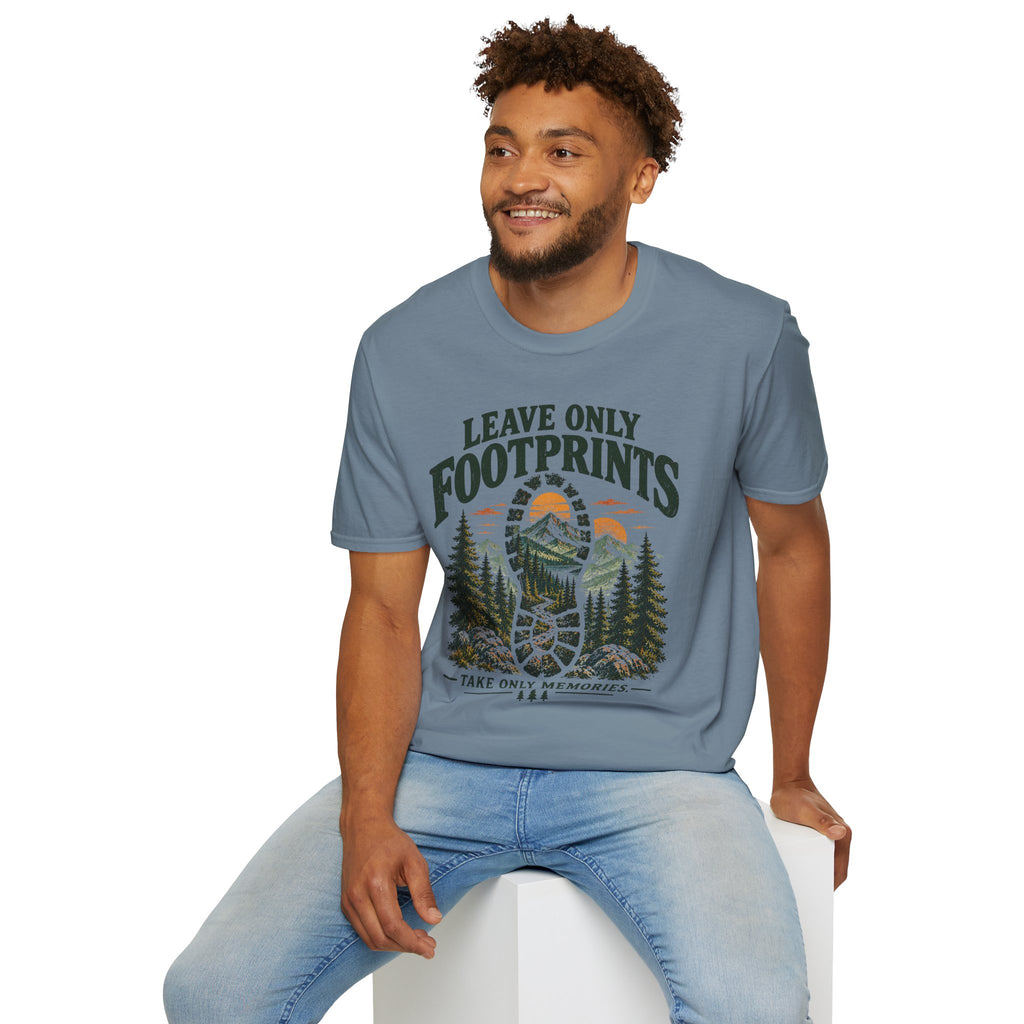 Camping Outdoor Adventure T-Shirt — "Leave Only Footprints"