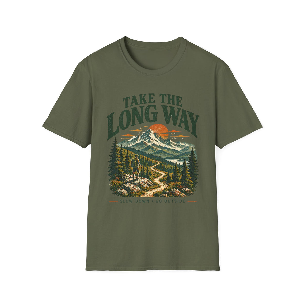 Camping Outdoor Adventure T-Shirt — "Take The Long Way" Hiking Tee