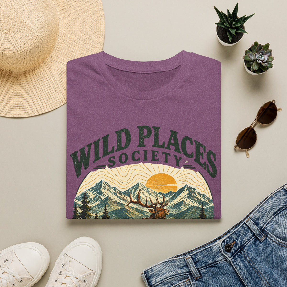Wild Places Society Elk T-Shirt — Roam Far, Leave No Trace Adventure Tee