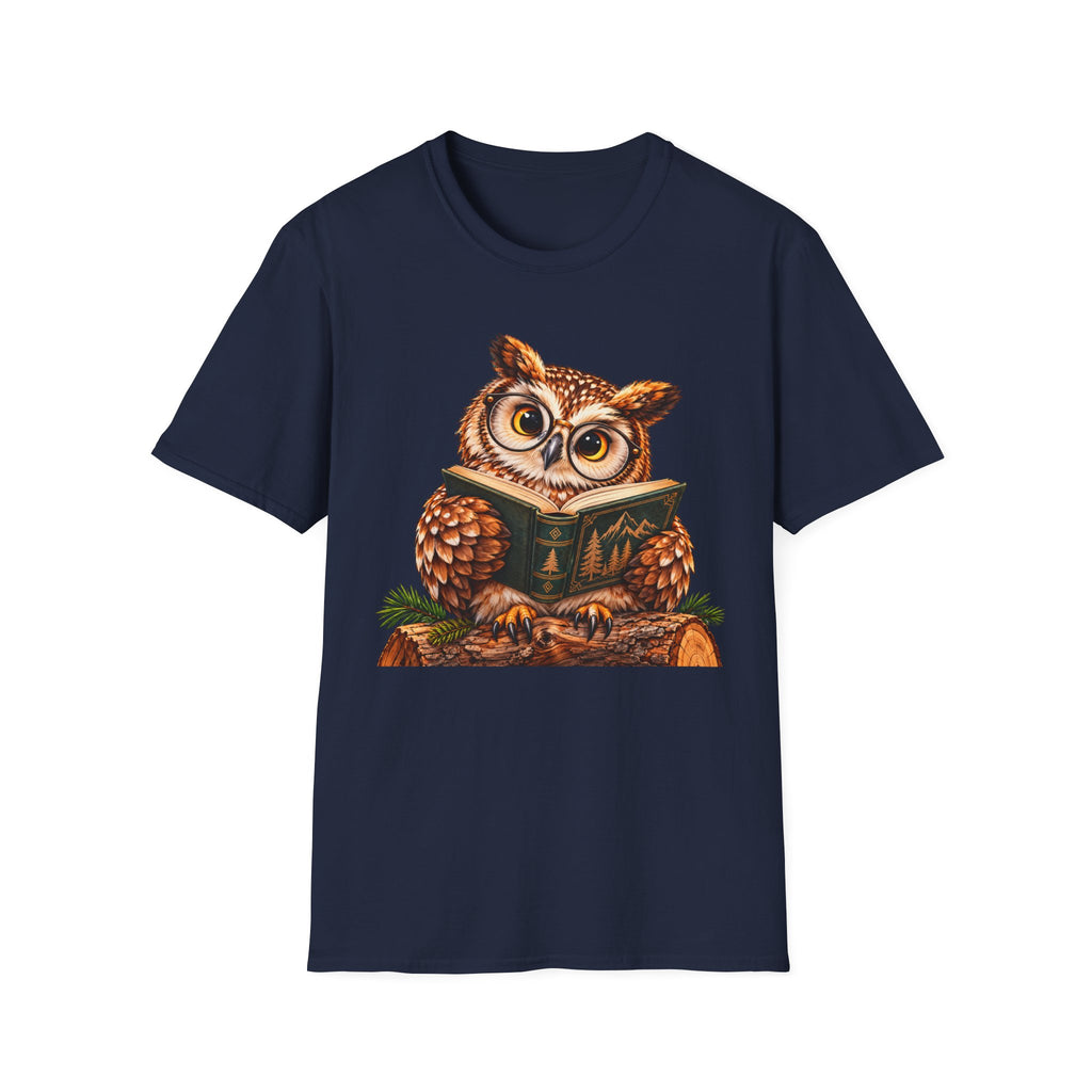 Owl Reading T-Shirt — Cute Book Lover Graphic Tee
