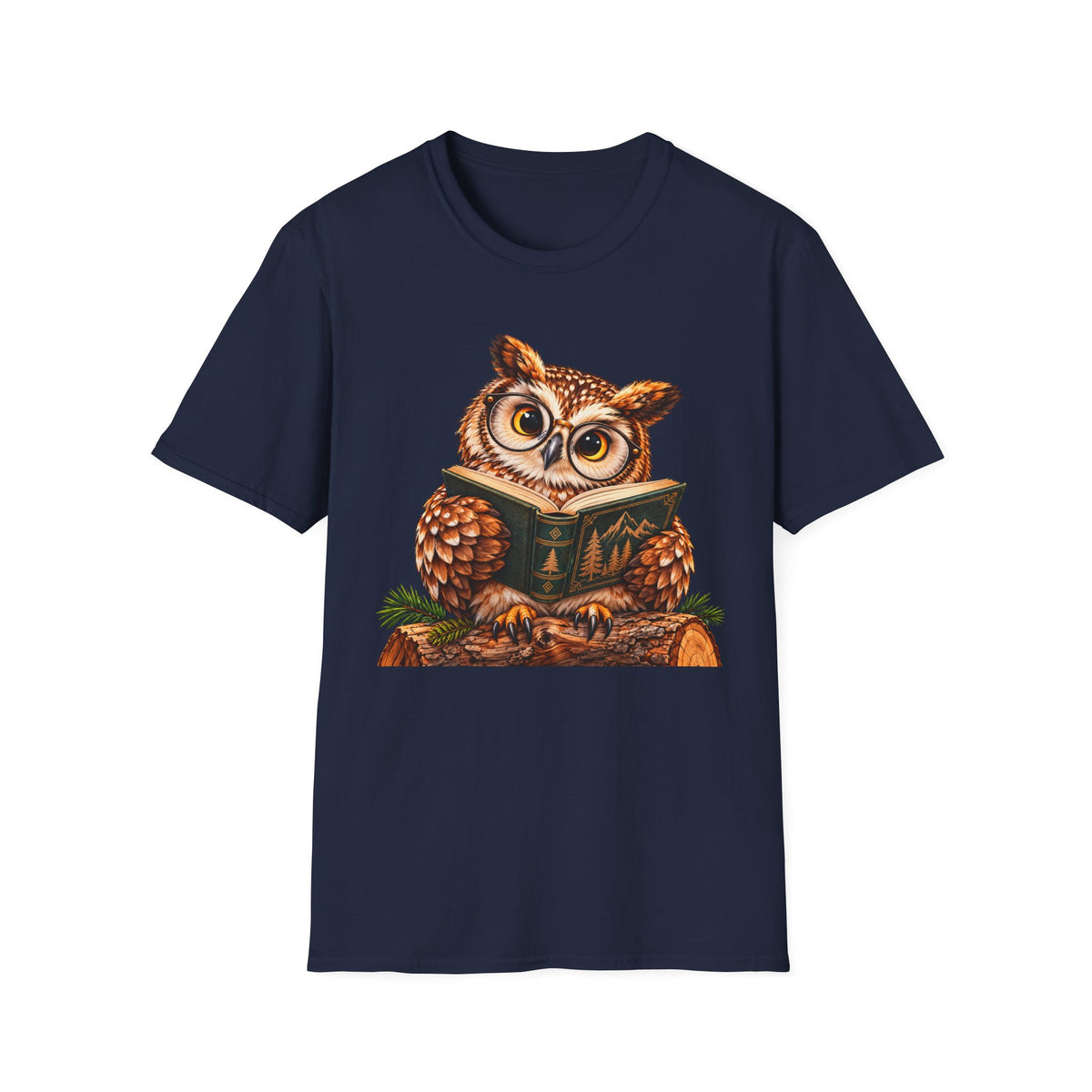 Owl Reading T-Shirt — Cute Book Lover Graphic Tee