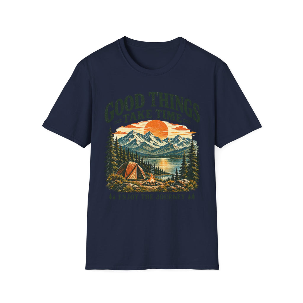 Camping Outdoor Adventure T-Shirt — "Good Things Take Time"