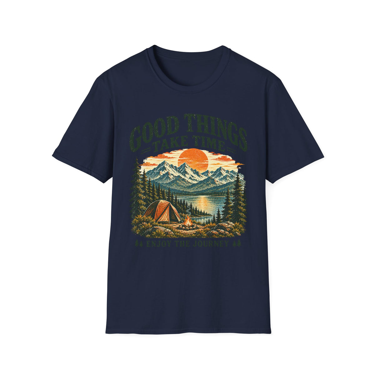 Camping Outdoor Adventure T-Shirt — "Good Things Take Time"