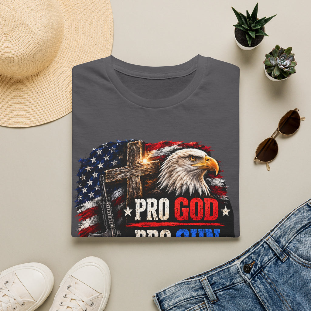 Pro God Pro Gun Pro Life Patriotic T-Shirt — American Eagle Flag Design