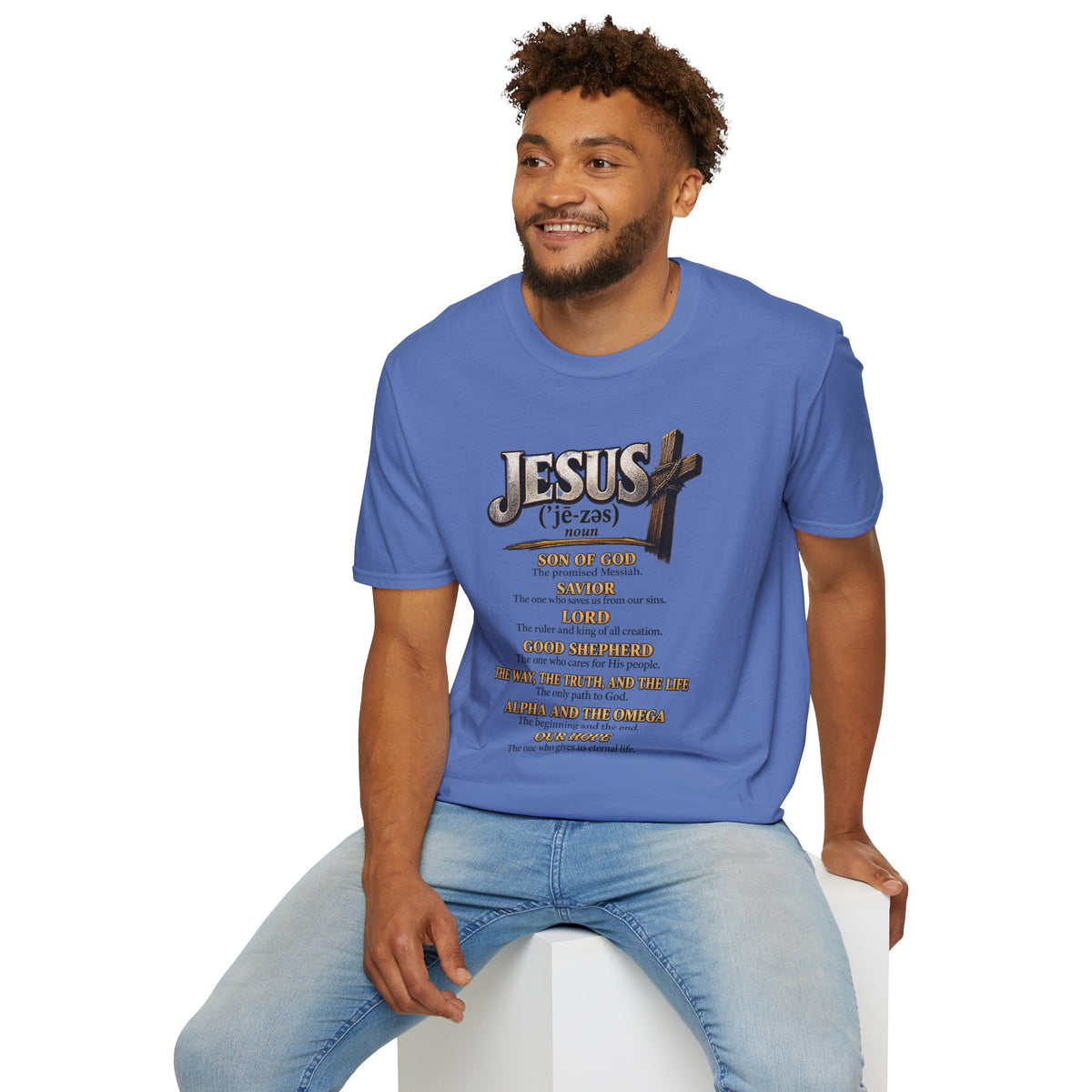 Jesus Definition T‑Shirt — Faithful Christian Scripture Tee with Cross