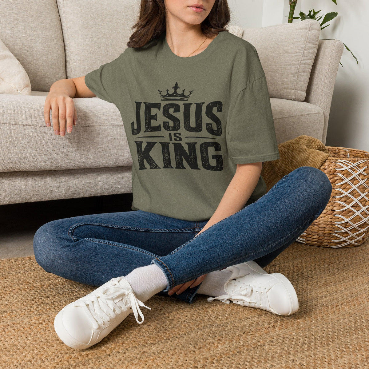 Jesus Is King T-Shirt – Christian Faith Tee with Crown Graphic