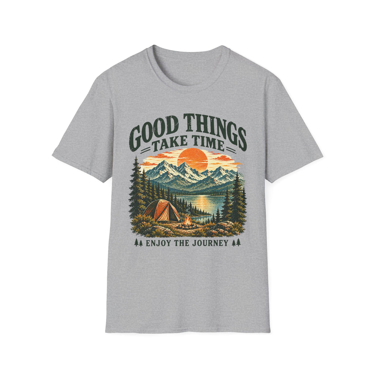 Camping Outdoor Adventure T-Shirt — "Good Things Take Time"