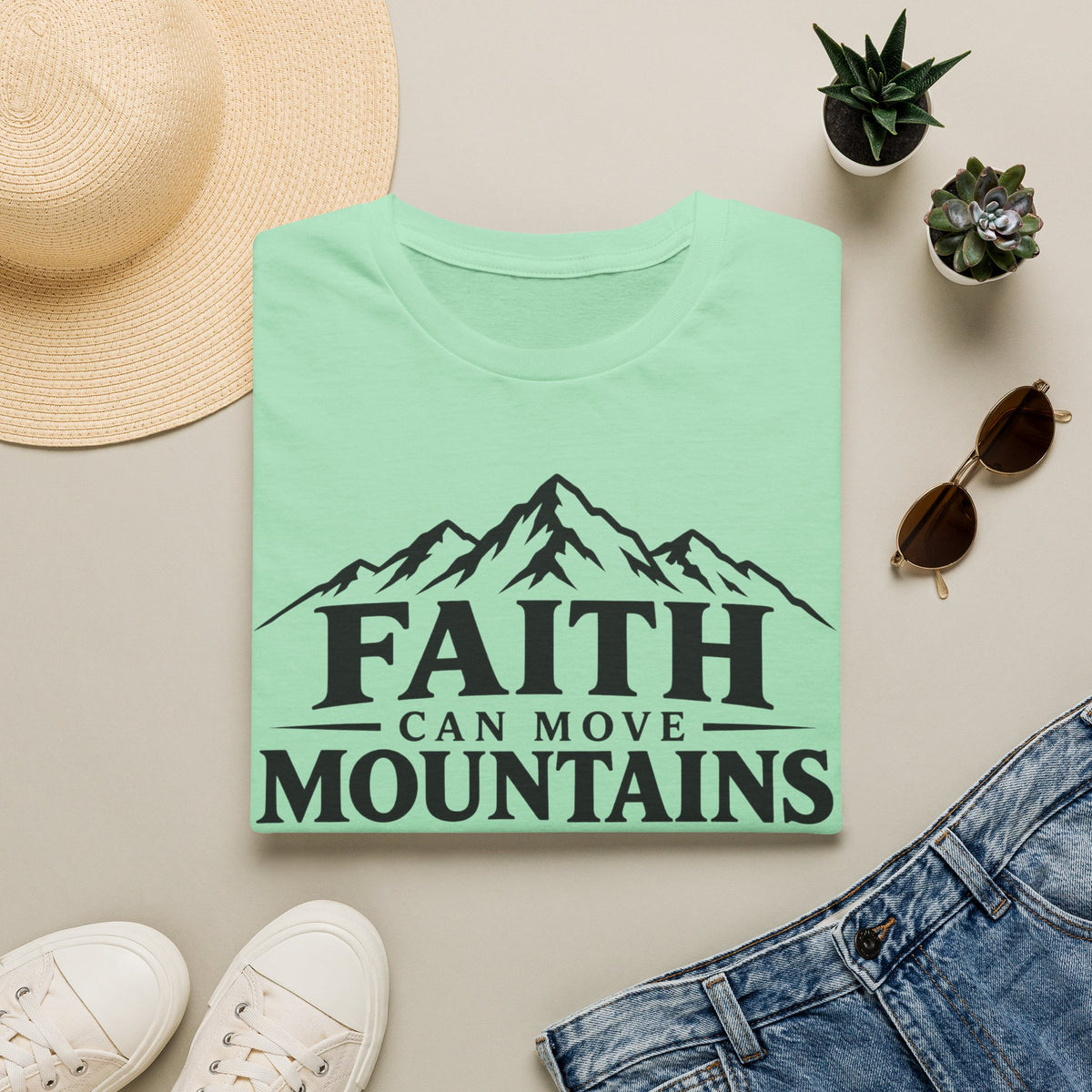 Faith Can Move Mountains T-Shirt — Inspirational Christian Mountain Scripture Tee