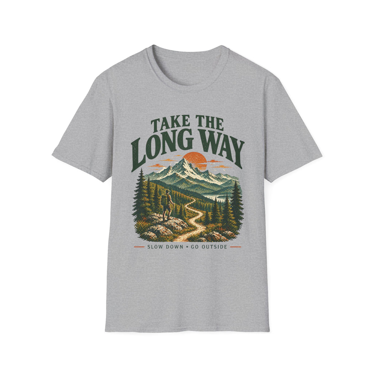 Camping Outdoor Adventure T-Shirt — "Take The Long Way" Hiking Tee