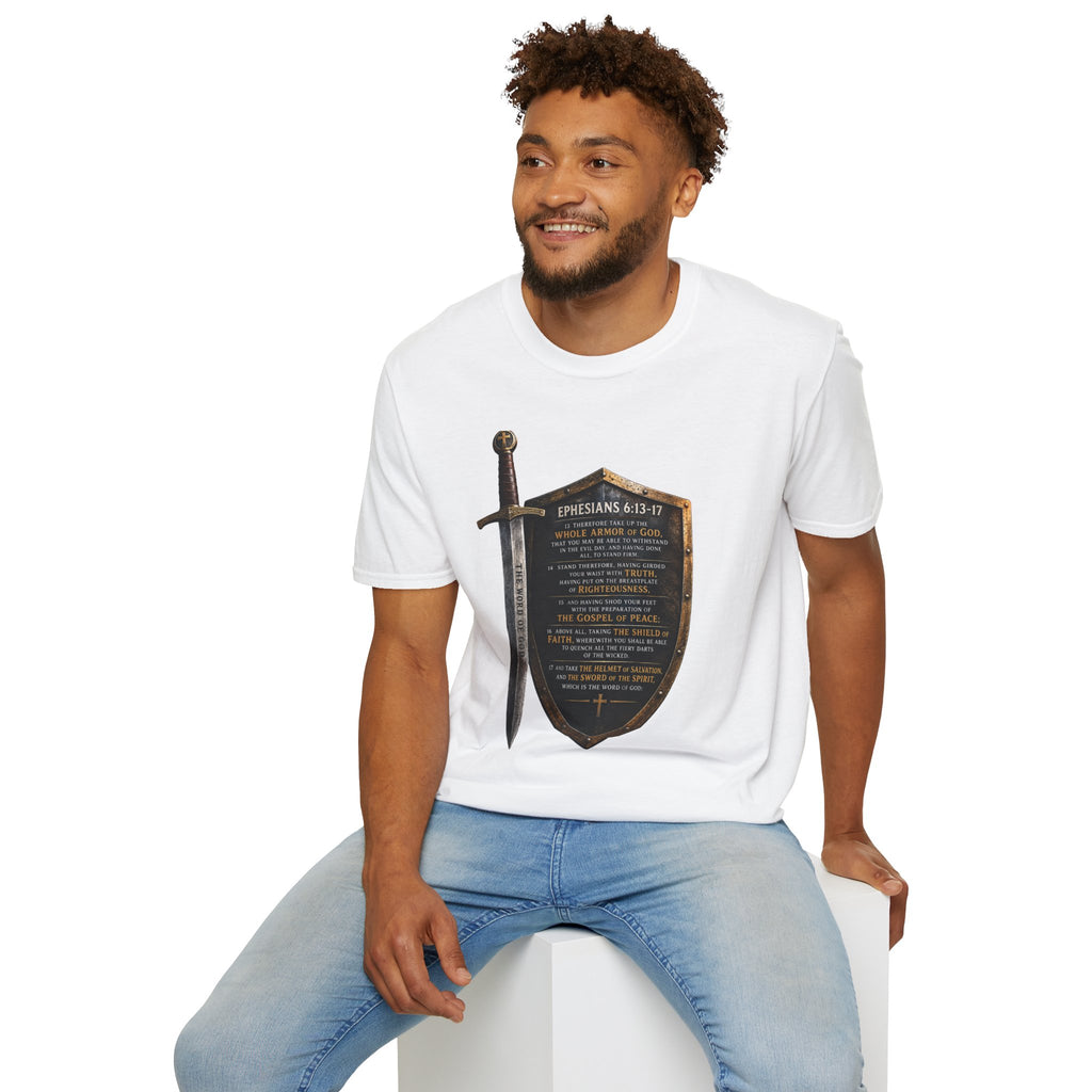 Ephesians 6:10-18 Armor of God Shield and Sword T-Shirt