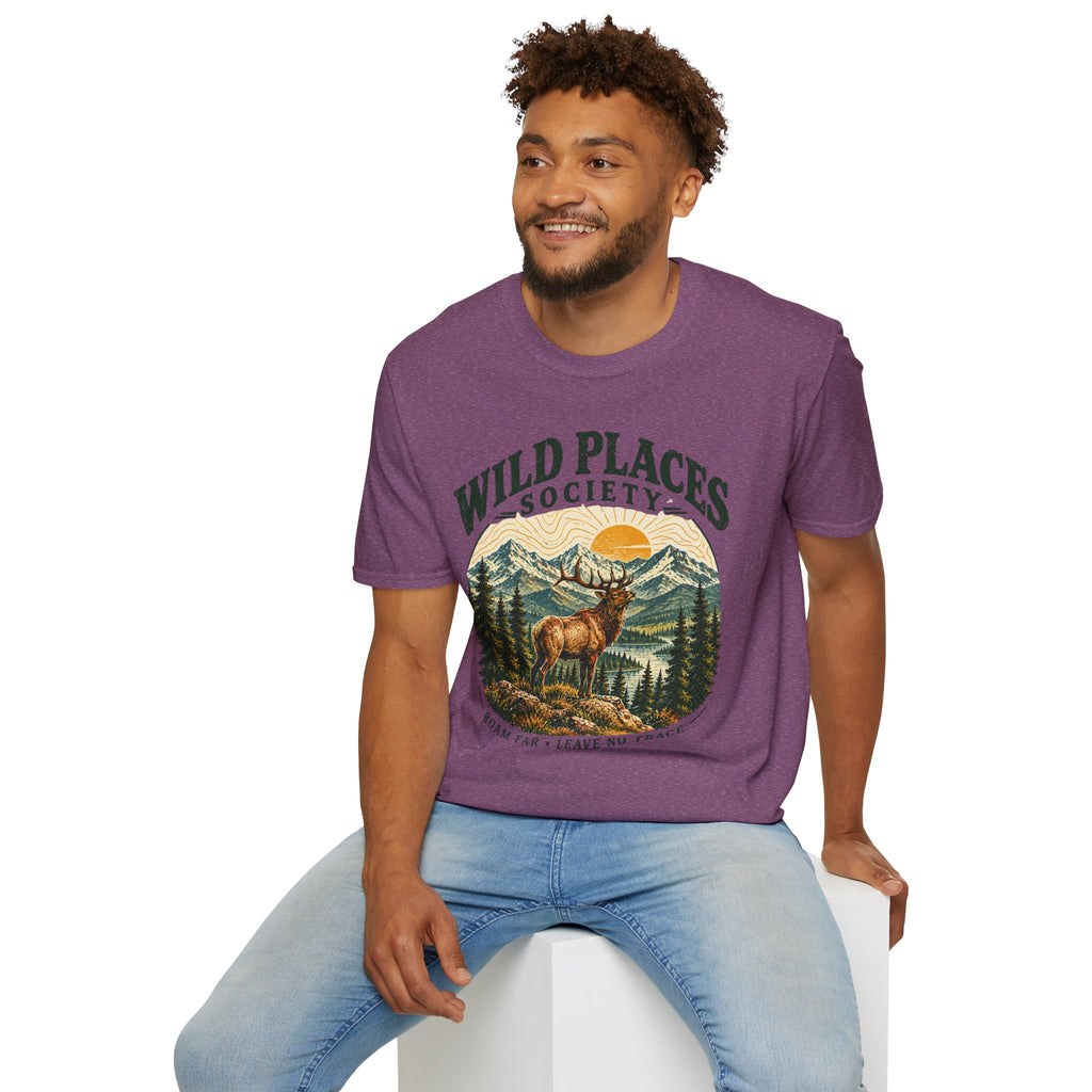 Wild Places Society Elk T-Shirt — Roam Far, Leave No Trace Adventure Tee
